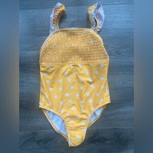 Wonder Nation Yellow Floral Ruffled Swimsuit